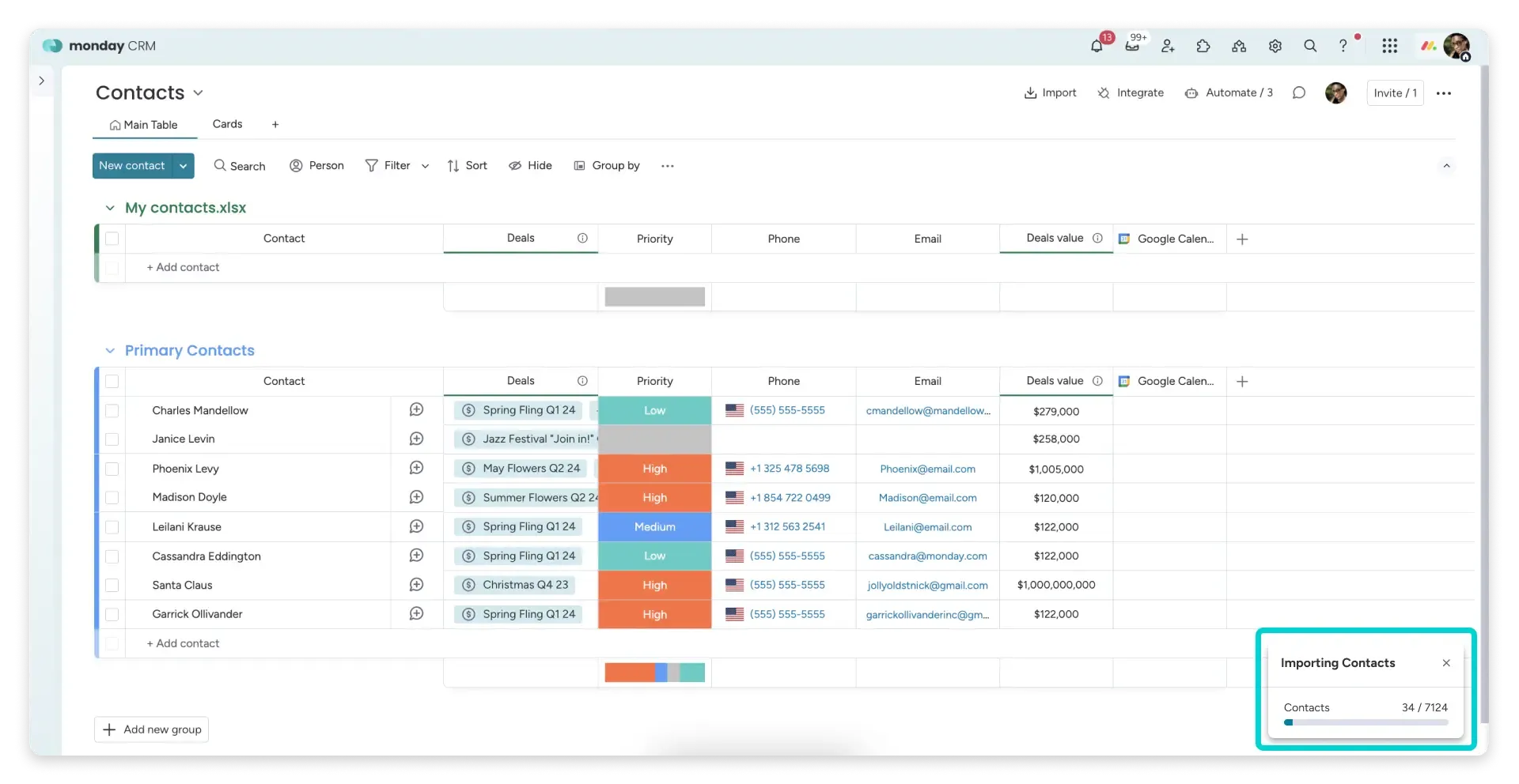 Monday crm contact view